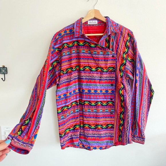 ROCKIES VINTAGE WESTERN BUTTON UP LONG SLEEVE SIZE XL - Picture 2 of 7